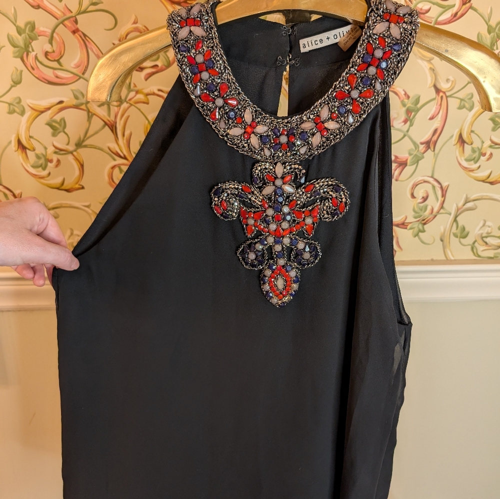 Alice+Olivia Beaded and Jeweled Halter Neck Tank Size Small - Picture 3 of 7